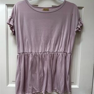 Piko 1988 Dusty Pink Ruffle Sleeve Peplum Tunic
